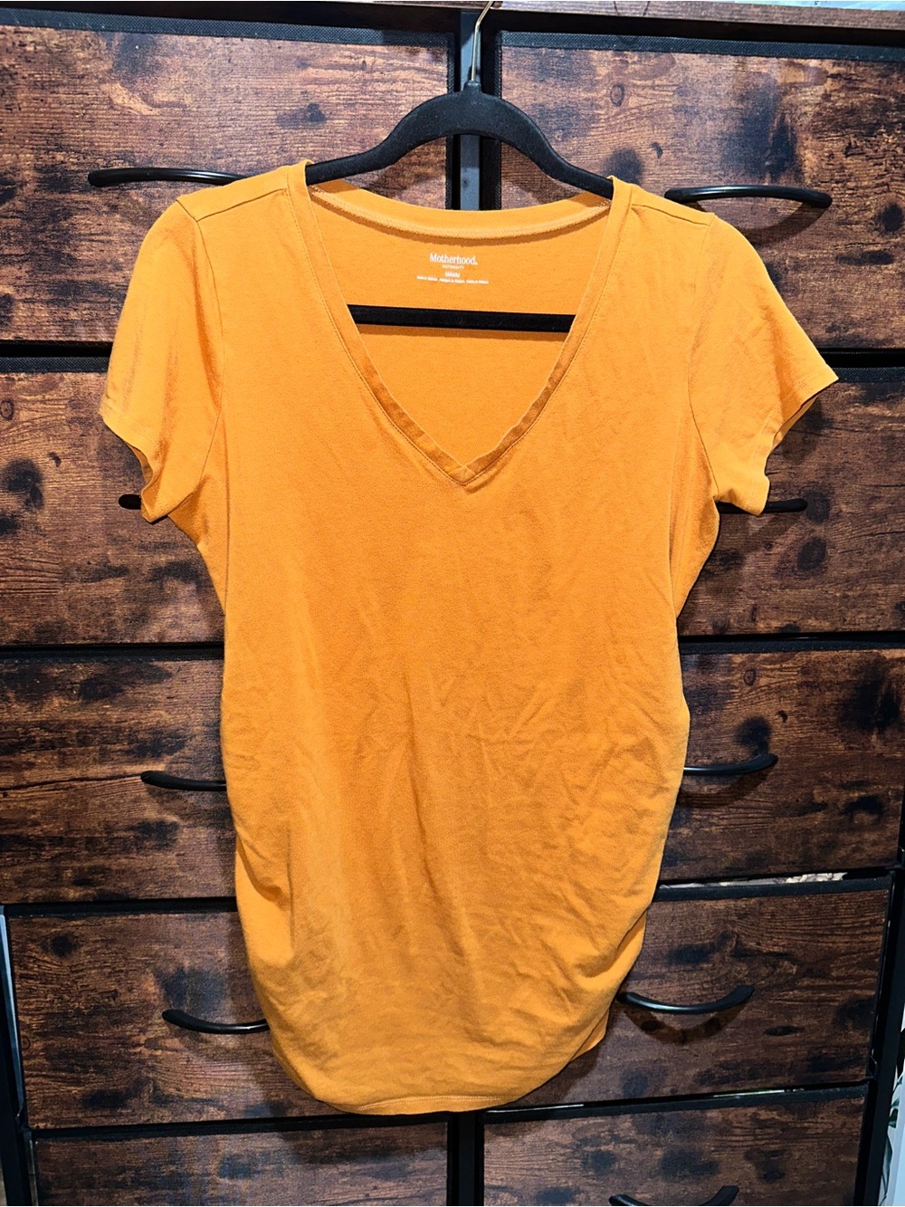 Motherhood Maternity Mustard Yellow V-Neck Short Sleeve Tee